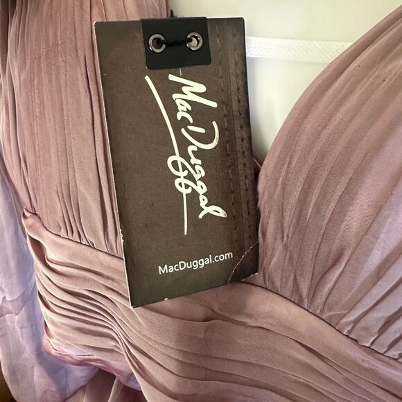 Mac Duggal | 67414 Chiffon Open Sleeve A Line Gown Size 2 NEW - Picture 10 of 13